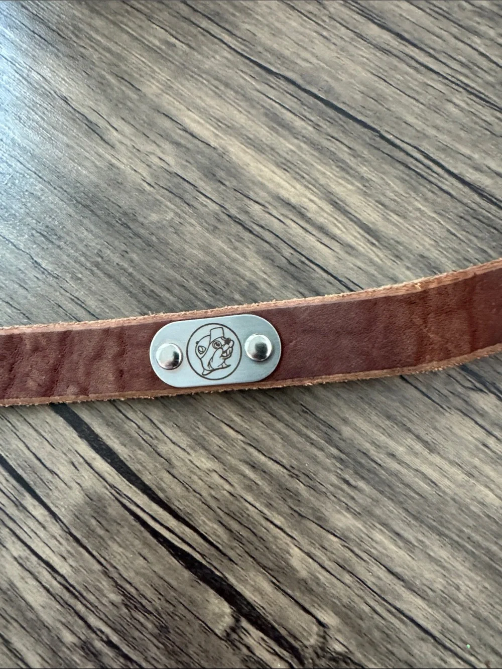 Brown Leather Belt with Brass Buckle - Picture 2 of 3